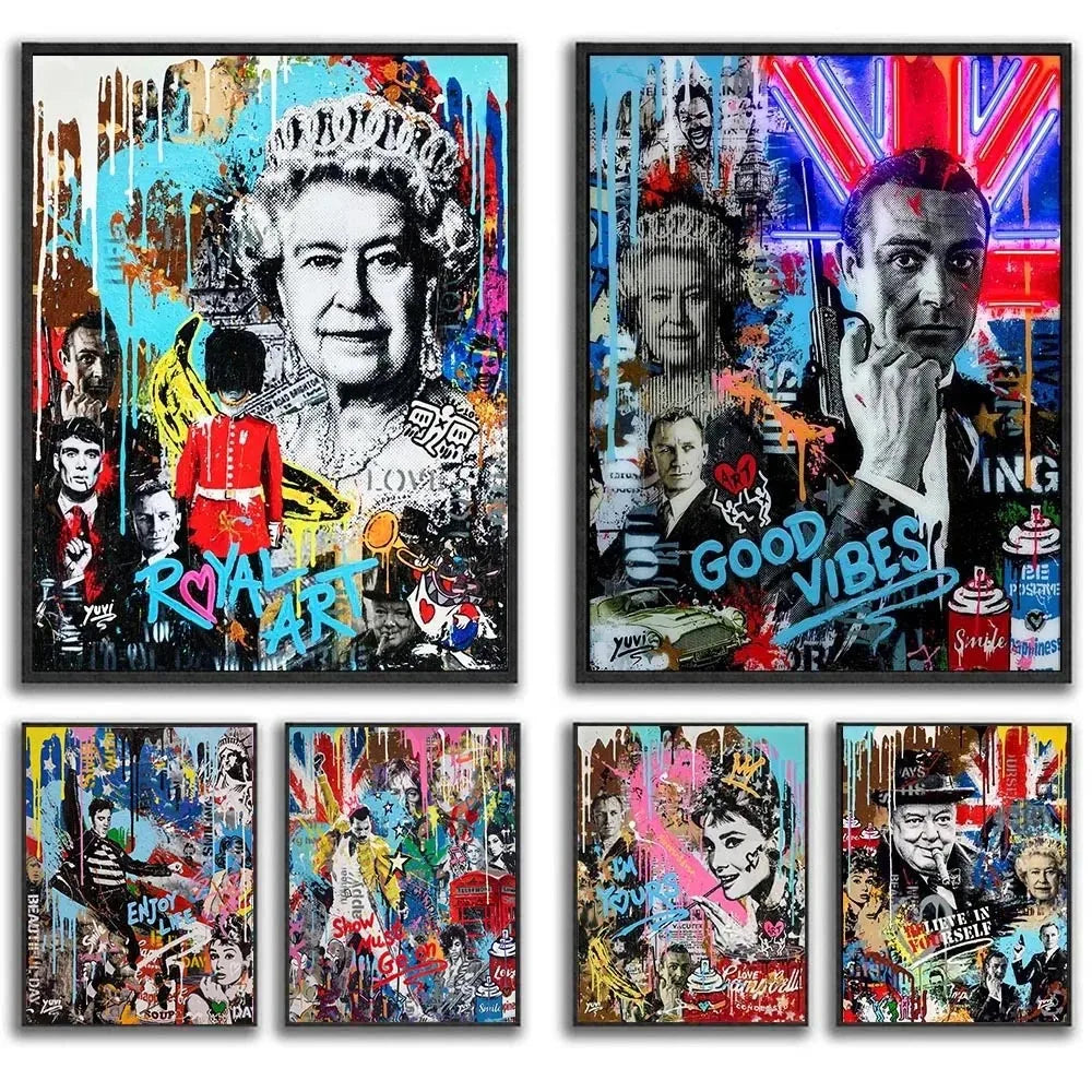 affiche murale toile pop art graffiti portrait célébrité célèbre décoration maison urbain