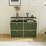 meuble tiroirs vert olive moderne pieds roulants tiroirs bois métal