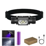 lampe torche rechargeable led uv blanc rouge verte bleue pêche chasse ceinture moderne