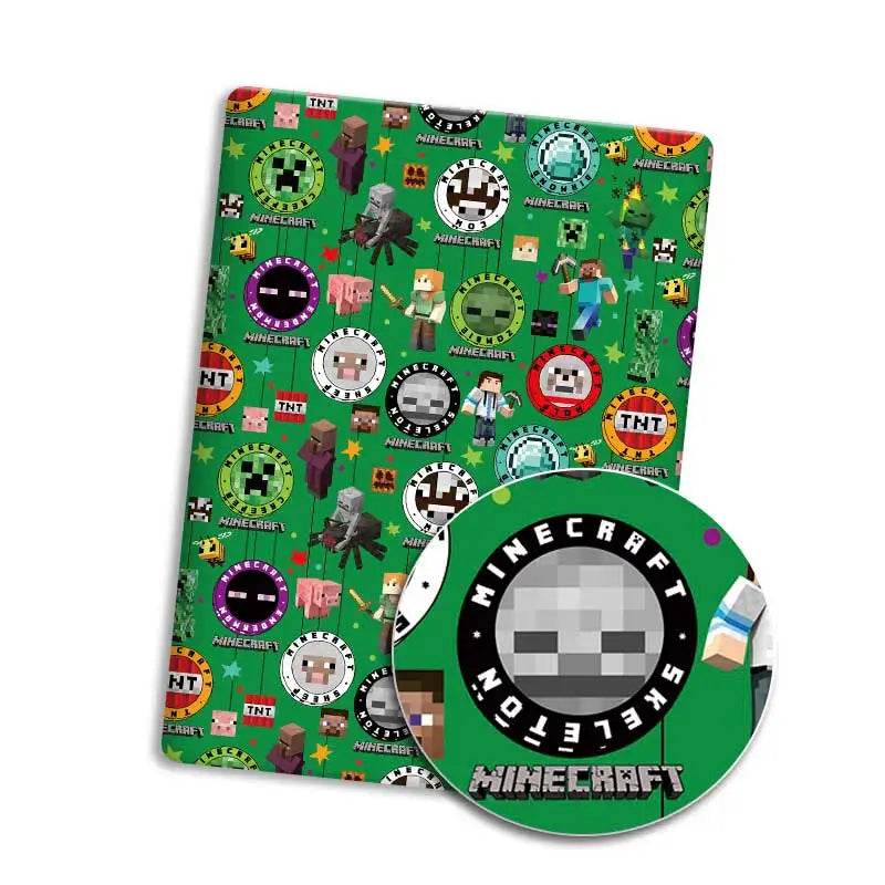 tapis souris minecraft personnages objets pixel art noir vert bleu blanc