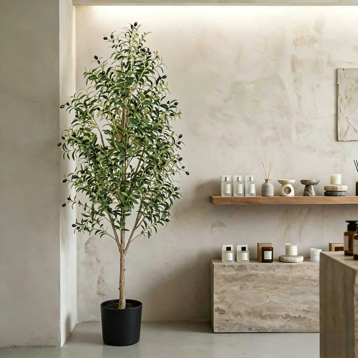 plante artificielle arbre olivier 110 150 180 cm pot noir décoration intérieure extérieure basse