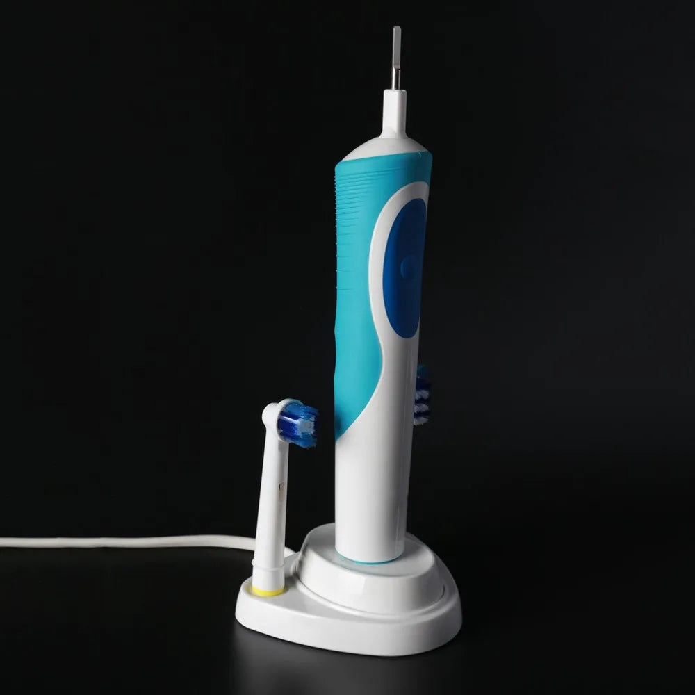 porte têtes brosse dents électrique moderne blanc bleu turquoise tiges texturées oral braun compatible