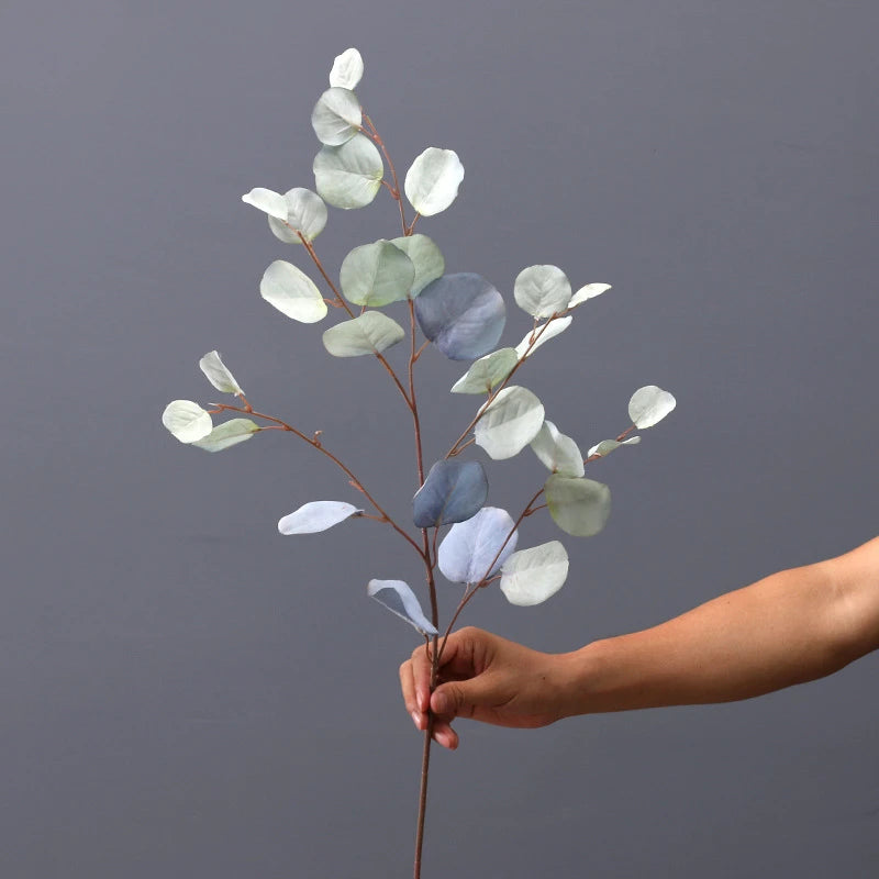 décoration intérieure branche artificielle feuilles ovales multicolore naturelle extérieur automne verte rose bleue orangée
