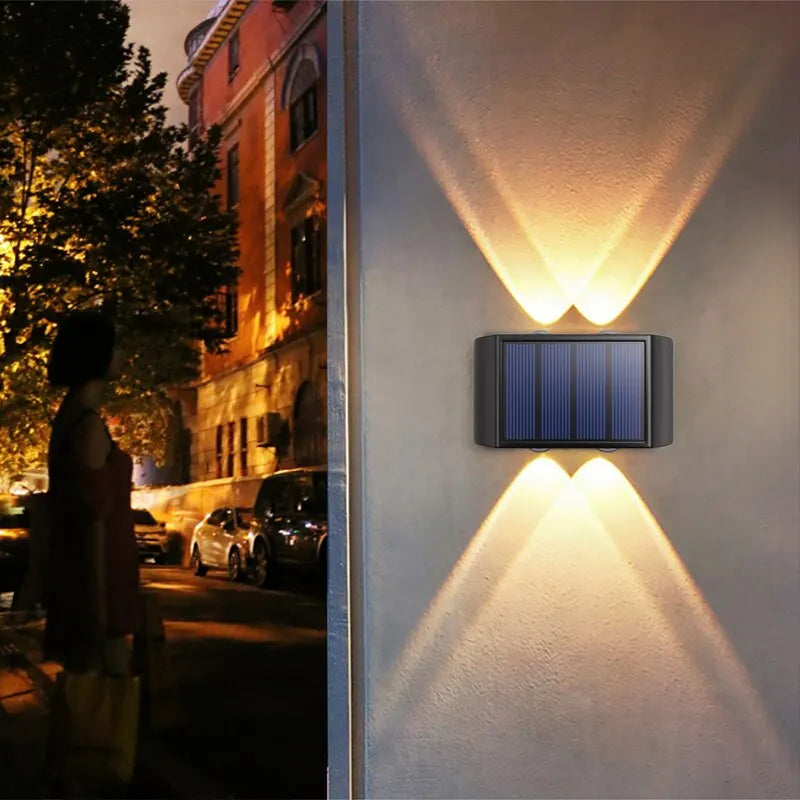 applique murale solaire led noir bleu moderne panneau solaire adhésifextérieur minimaliste lumière chaude