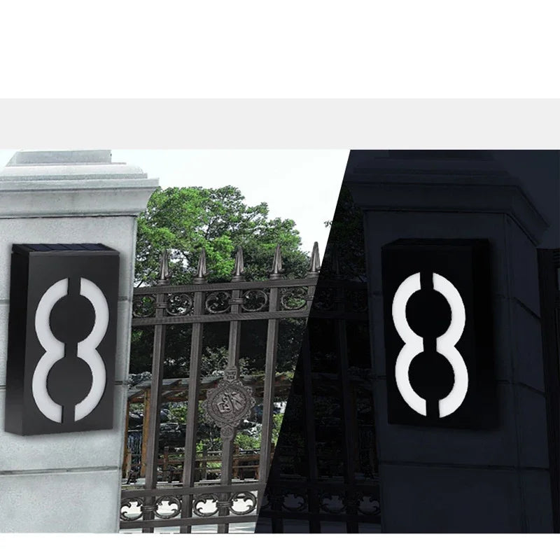 lumière solaire numéro rue ip65 led moderne adhésif extérieure porte villa blanc noir