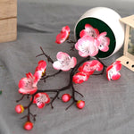 plantes artificielles branche fleurs rouge rose blanc simple feuilles pot blanc
