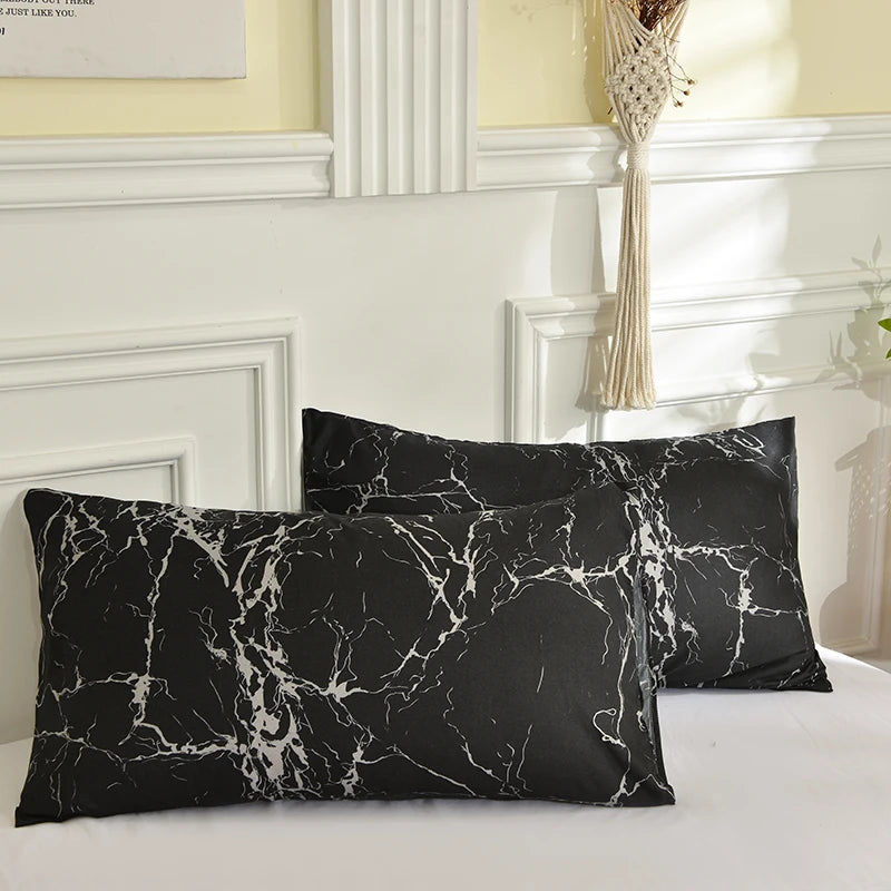lot deux taies d'oreiller rectangulaires 48x74cm housse coussin décorative motif géométrique moderne