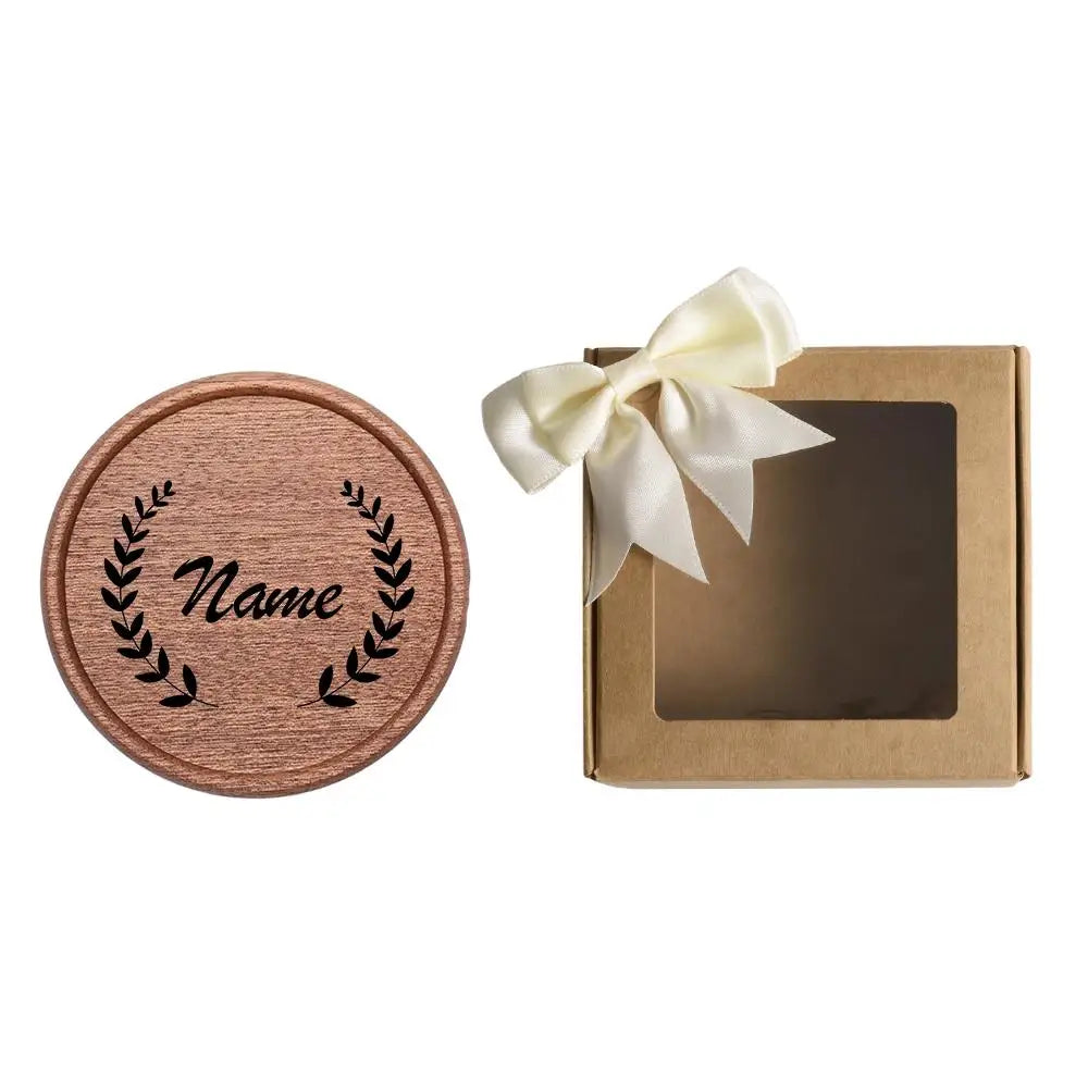 coasters bois naturels gravures personnalisées classiques boîte cadeau initiales GA feuilages date NOVembre 2024