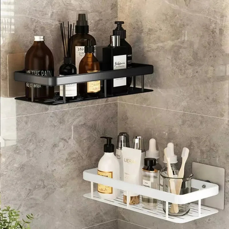 étagères rangement adhésives modernes blanc noir imperméables métal lisses bouteilles cosmétiques flacons parfum encens