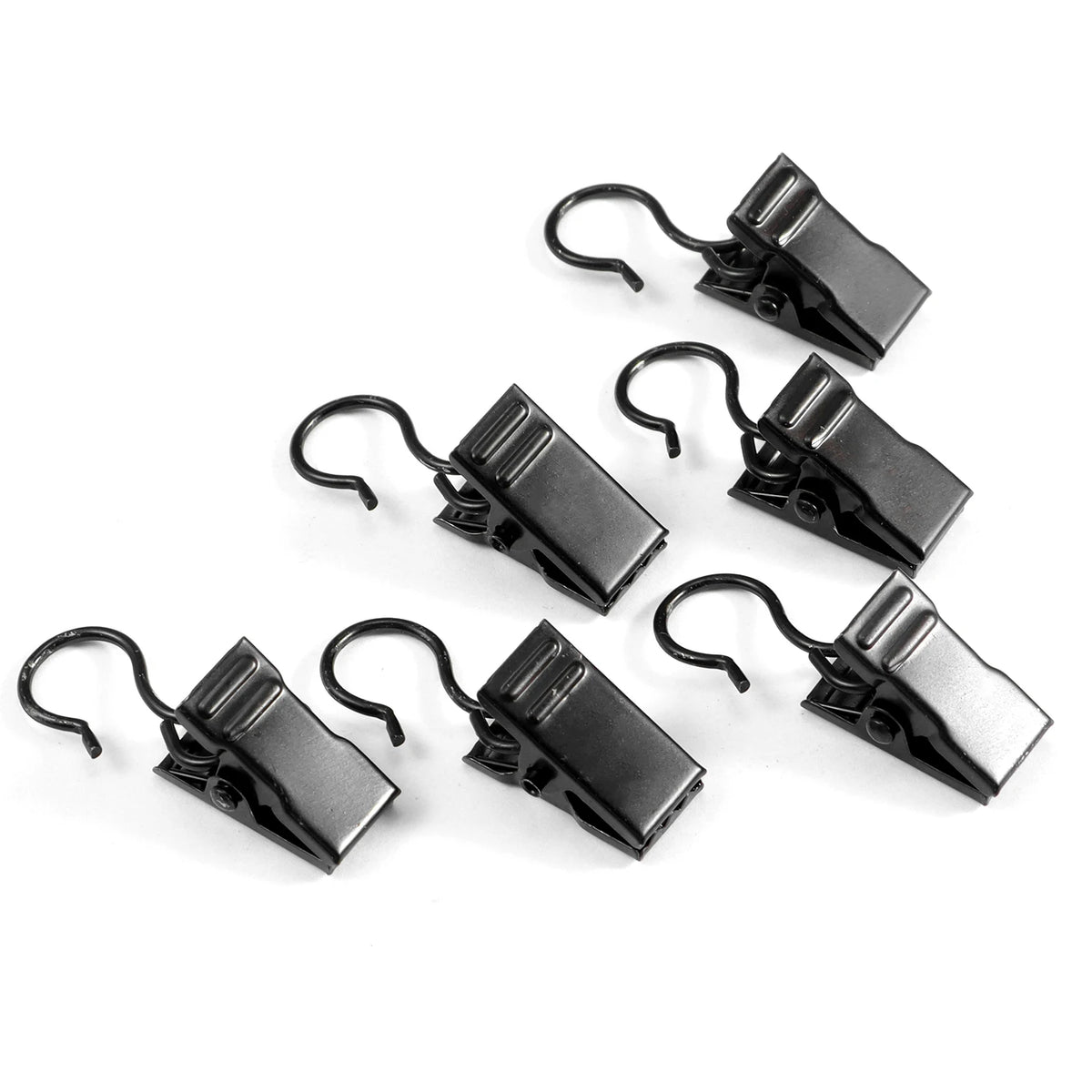 pinces rideau moderne métal fer noir unies opaques 30 pièces anneaux boucles robustes durables