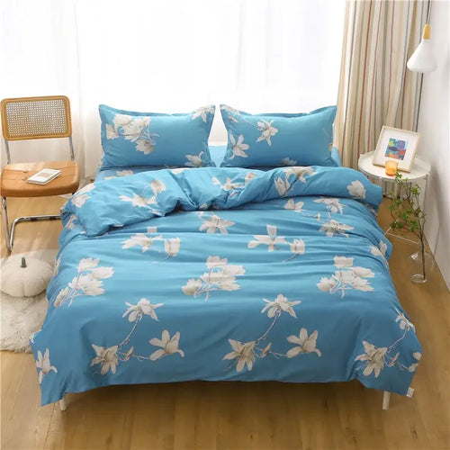 housse couette ensemble literie coton polyester motif fleurs ours moderne 150x200cm blanc