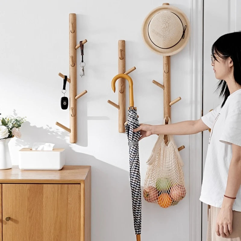 Porte-manteau mural bois chêne moderne