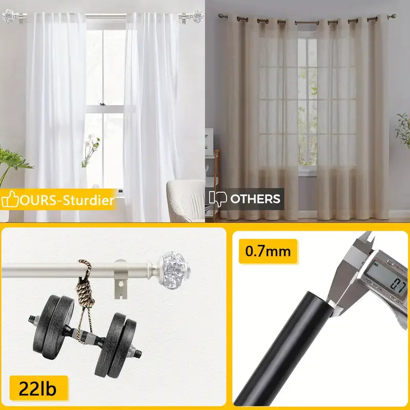 rideaux argentés finials cristallisés tringle brillante plis décoratifs classiques supports muraux
