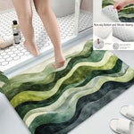 tapis moderne rayures ondulées vert gris imperméable antidérapant bain entrée cuisine exercice oriental 40x60cm