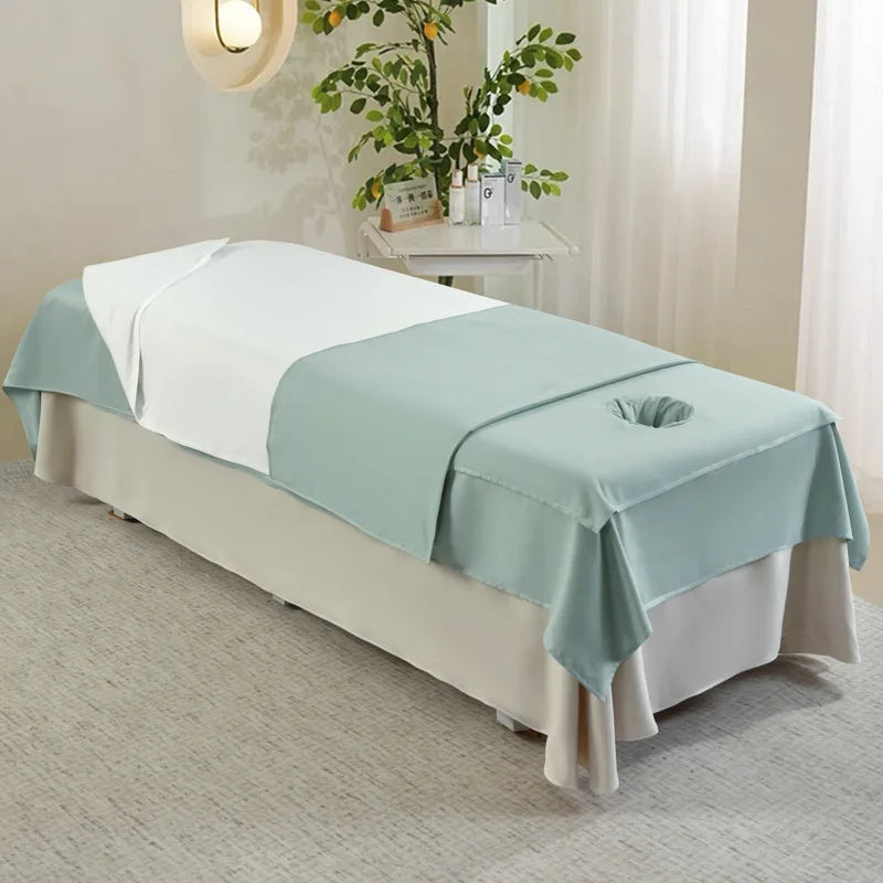 serviette tête ensemble literie salon beauté couverture drap face trou blanc minimaliste spa simple