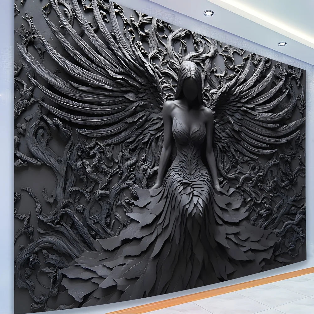 sculpture murale relief gris art contemporain détails floraux décoration intérieure moderne grande taille