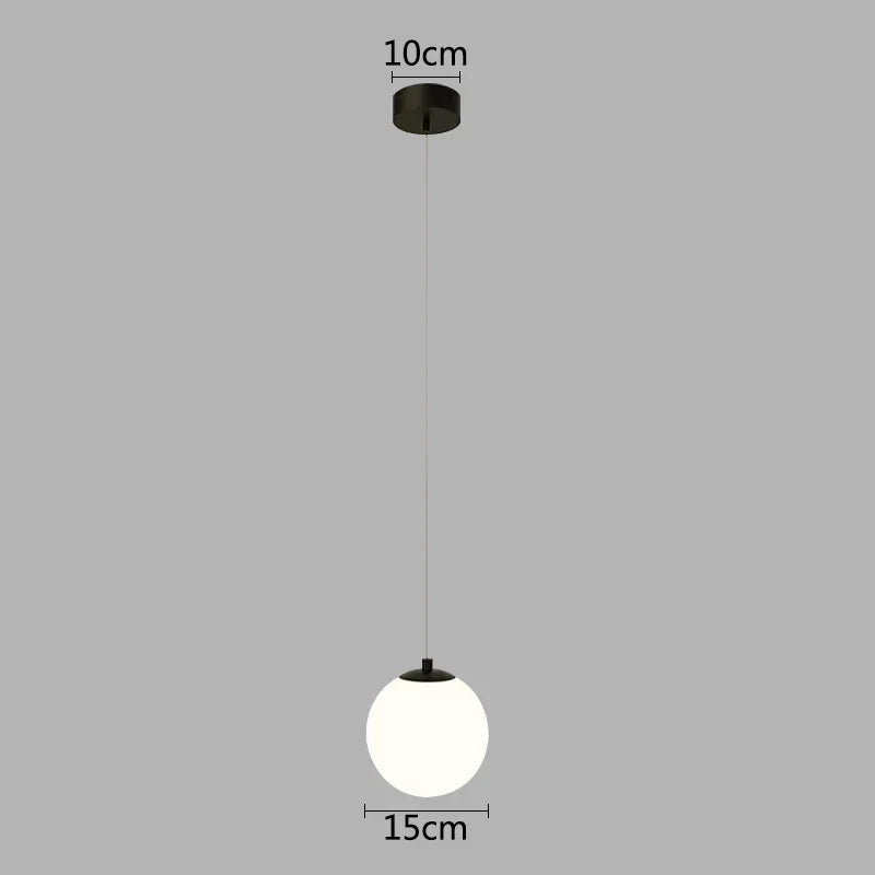 suspension lumineuse moderne sphérique verre opale noir blanc doré minimaliste