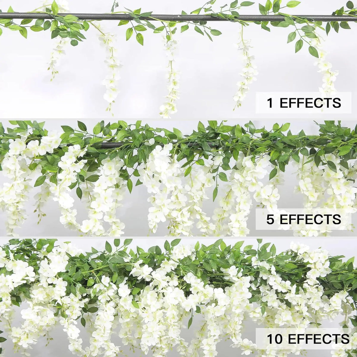 guirlande florale artificielle wisteria blanc vert mariage extérieur décoration romantique champêtreextérieur