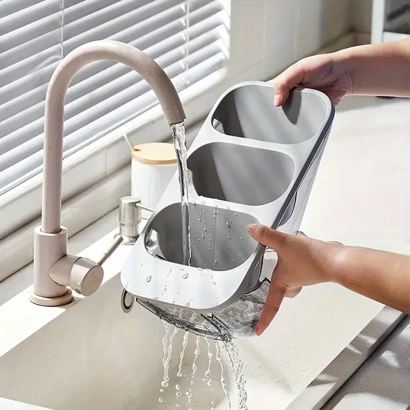 porte couverts transparent moderne gris vert rose cuillères fourchettes couteaux utilisation multiple réutilisable plastique