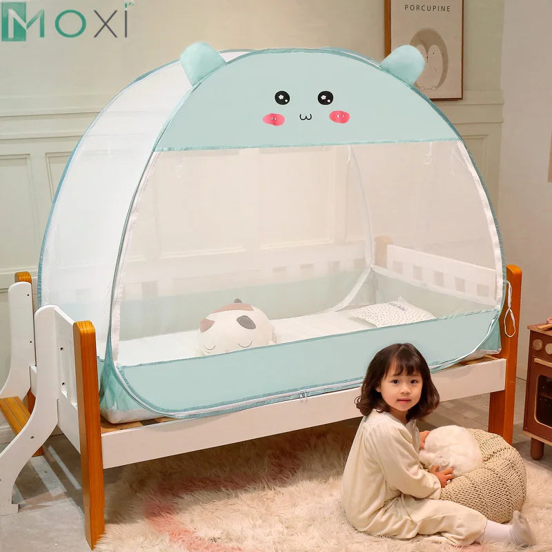 filet protection lit enfant mignon bleu clair bordure opaque transparent pliable maison summer