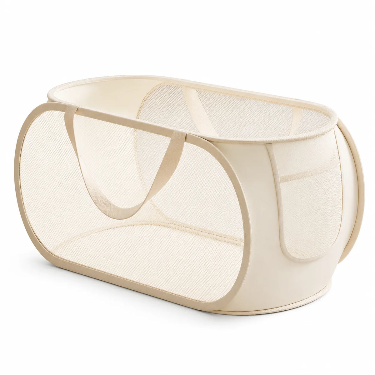 panier rangement pliable tissu polyestère beige clair maille moderne jouets rangement