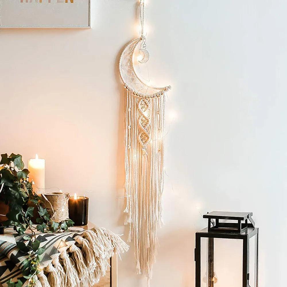 décoration murale dreamcatcher macramé franges boho occasion eid beigeclair