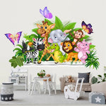 autocollant mural animaux forêt dessin animé décoration chambre bébé fille garçon sticker murale pvc