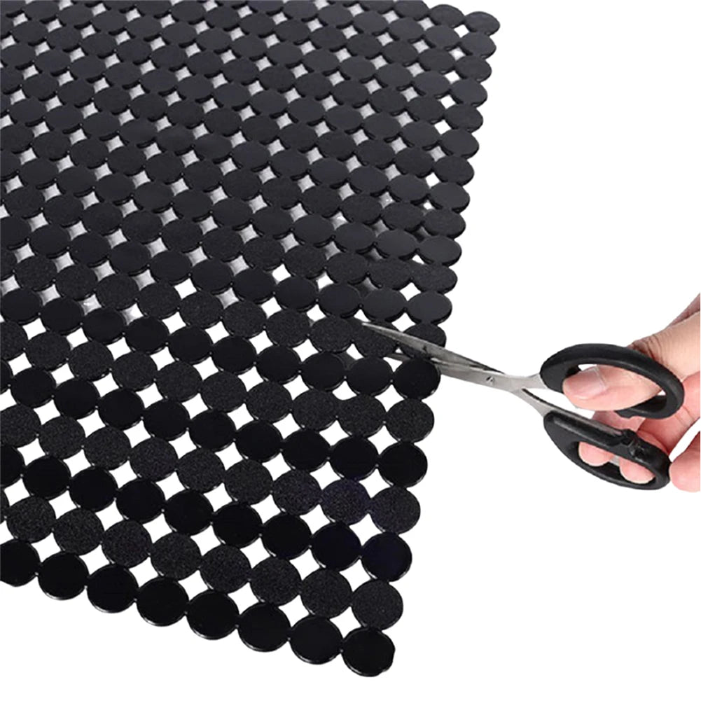 tapis cuisine anti dérapant noir moderne adhésif rondelles grille 30x40cm