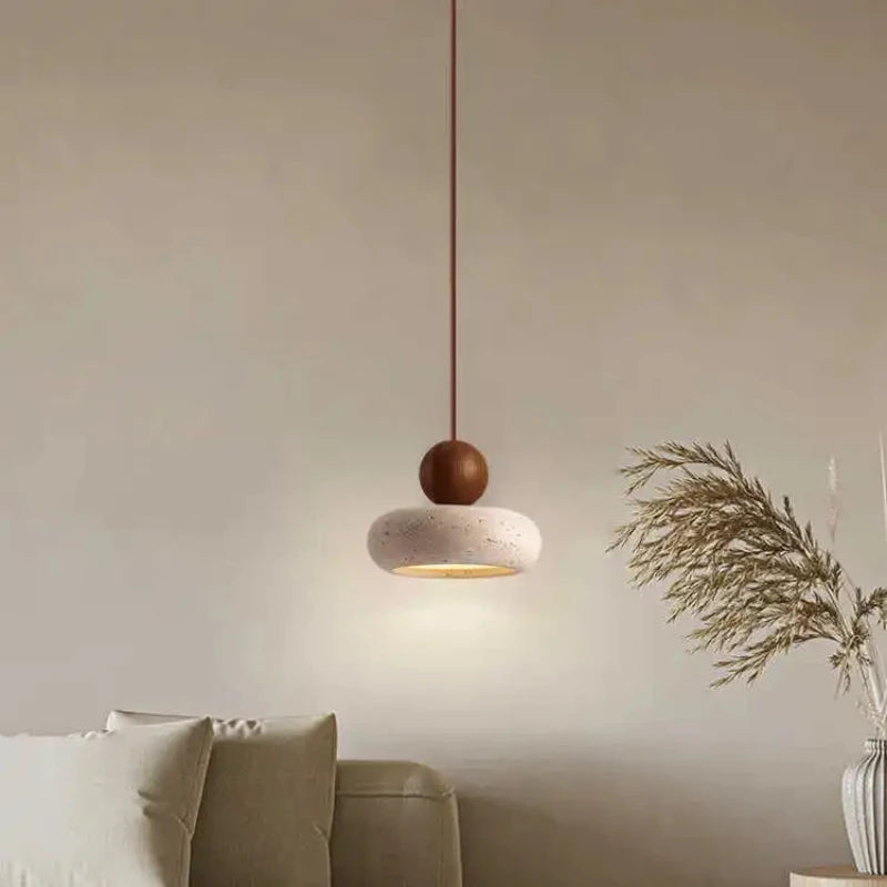 suspension lumineuse moderne pierre agate jaune taches brunes texture granuleuse blanc chambre étude restaurant