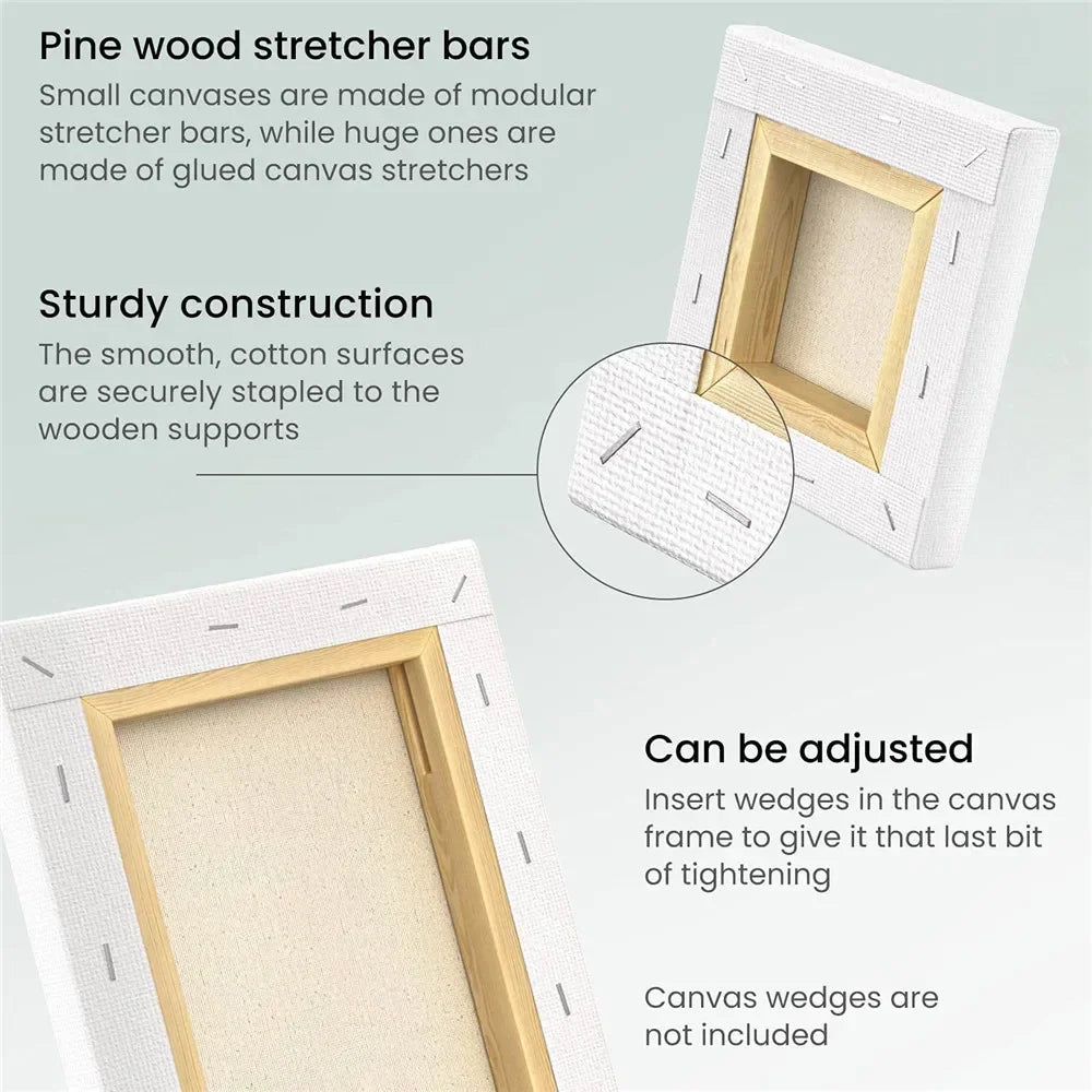 toiles peinture coton blanc cadre bois set art peinture huile aquarelle enfants adultes