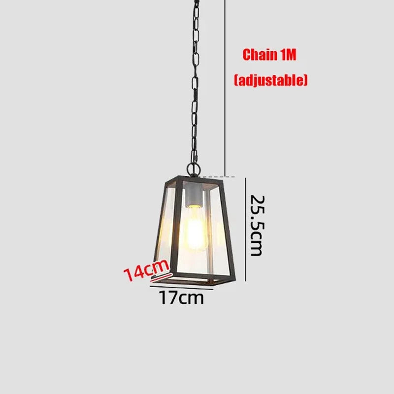 lampe suspendue industrielle vintage noire transparente ampoule filament chainette chambre salon