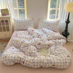 parure lit enfant fille housse couette fleurs coton doux pièces rose