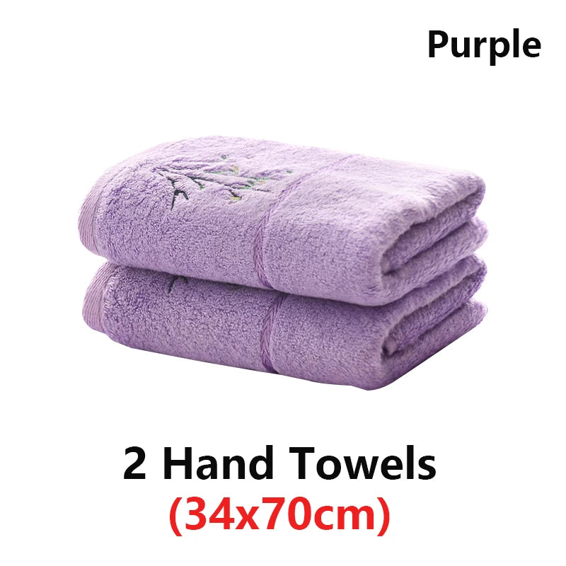 serviettes bambou brodées vert violet rose blanc classiques absorbantes maison