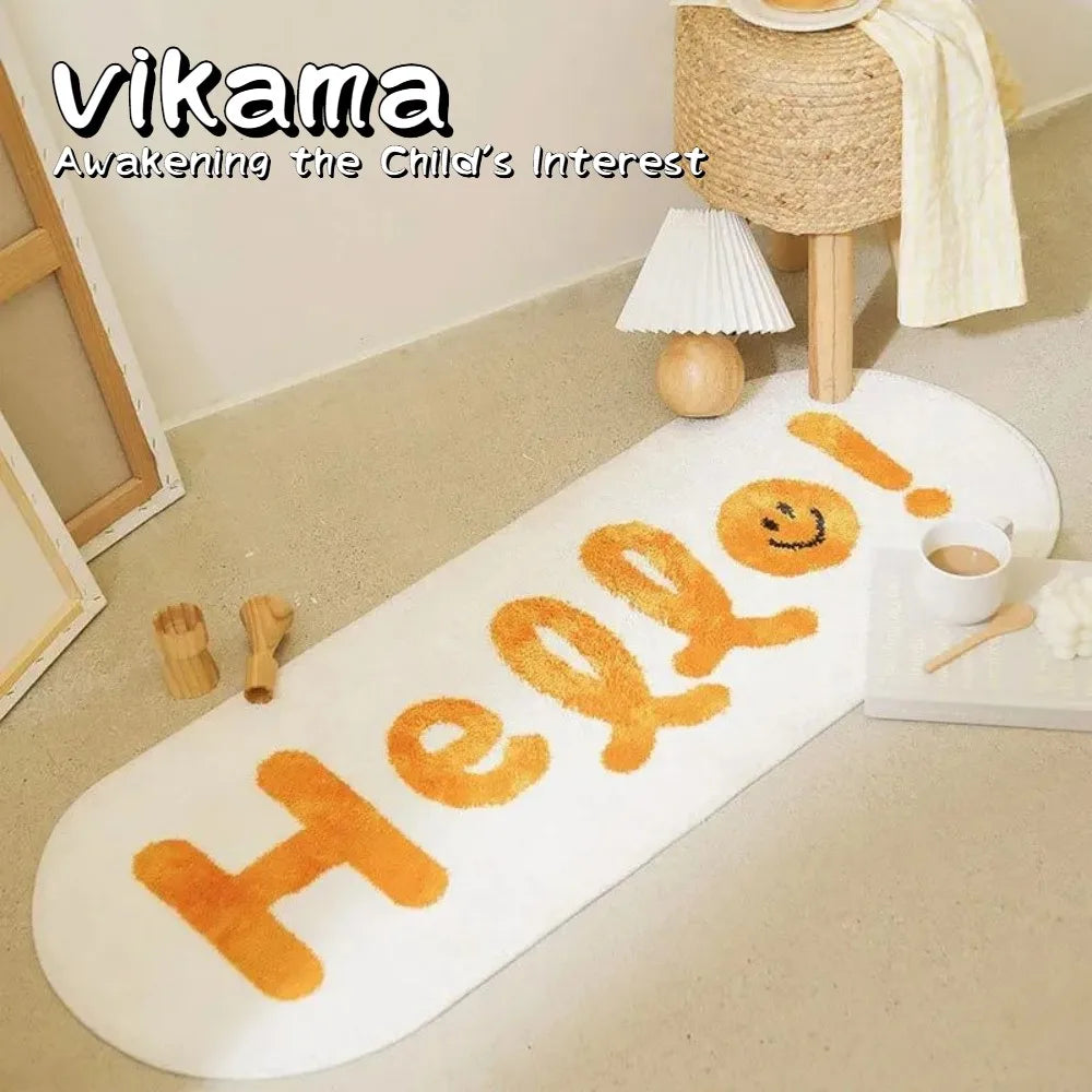 tapis moderne imprimé lettres visage souriant citrons chat polyestère résistant intérieur chambre salon