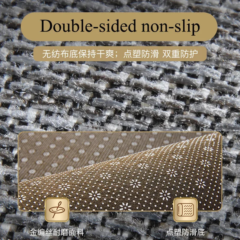 tapis cuisine extérieur moderne gris clair absorbant liquides bordure contrastée texture tissée chenille polyester