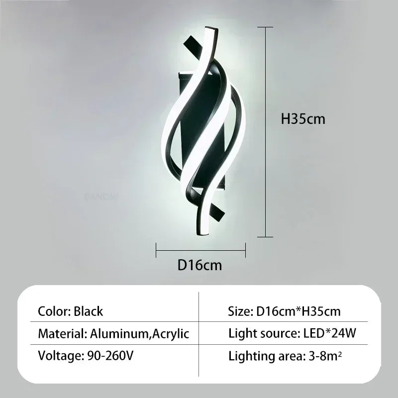 applique murale led blanc ondulé contemporain éclairage intérieur salon chambre coucher