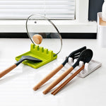 support ustensiles cuisine moderne vert clair gris blanc rainuré adhésif spatule bois couteau poisson