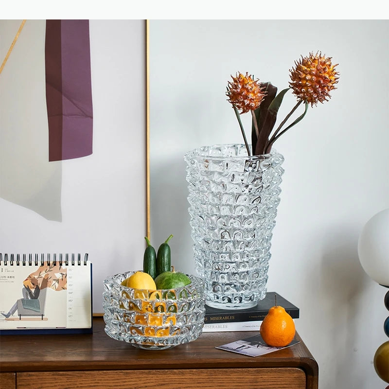 vase moderne transparent froissé arrangement floral décoration pot fleur hydroponie