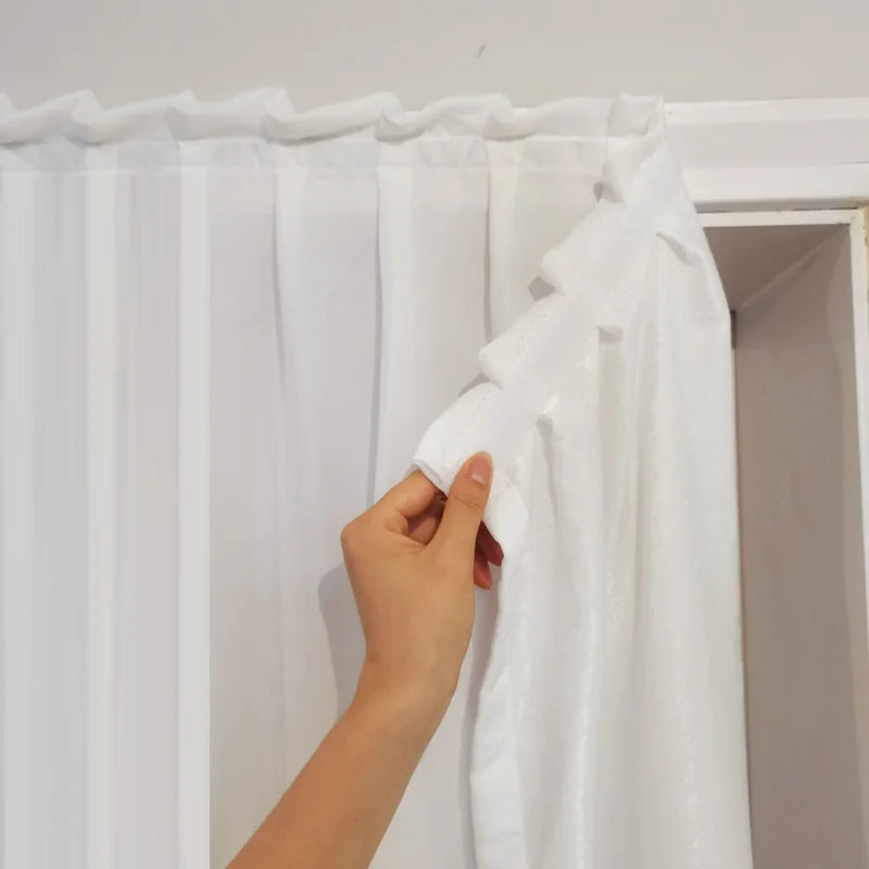 rideau blanc transparent moderne auto adhésif velcro porte fenêtre maison
