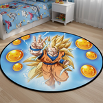 tapis dragon ball personnages dessins animés noir blanc bleu orange rose jaune gris