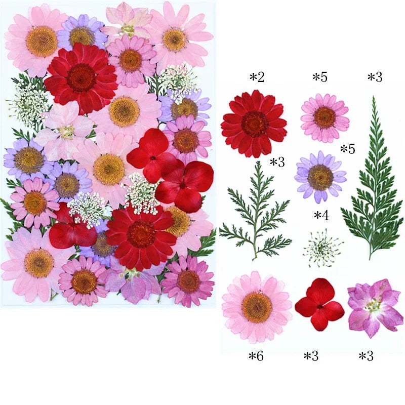 fleurs séchées composition artisanale violet bleu rose blanc vert décoration uv epoxy fills bijoux