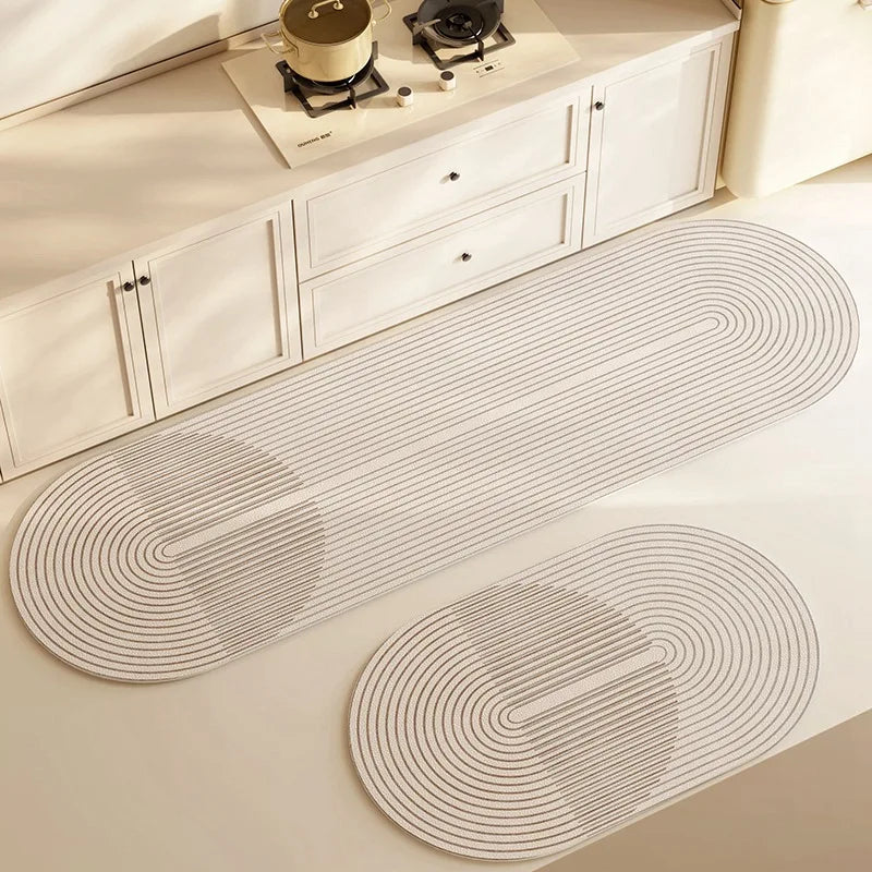 tapis sol antidérapant polyester moderne beige gris lignes concentriques usage intérieur extérieur