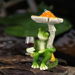 décoration intérieure sculpture grenouille verre vin champignon rouge orange marron fantaisiste résine