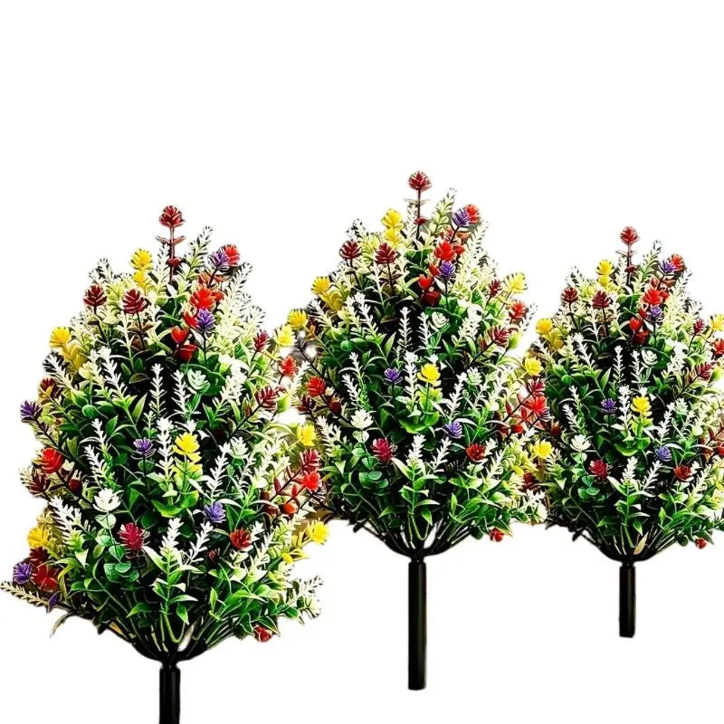 décoration extérieure plante artificielle fleurs feuilles pot gravier moderne tringle vert rouge jaune blanc
