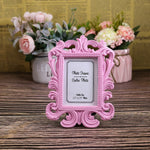Cadre photo table noir or rose vintage baroque sculpté effet vieilli support pied