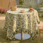 nappe rustique fleur oiseau verte printemps été automne hiver table basse camping imperméable réutilisable