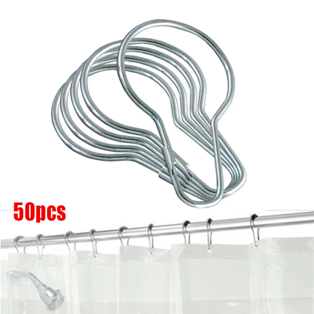 rideaux anneaux argentés modernes 50pcs opaques métal lisses maison