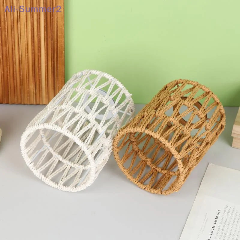 cache lampe tressé boho blanc beige rustique annuaire métalliqueintérieur abat jour moderne
