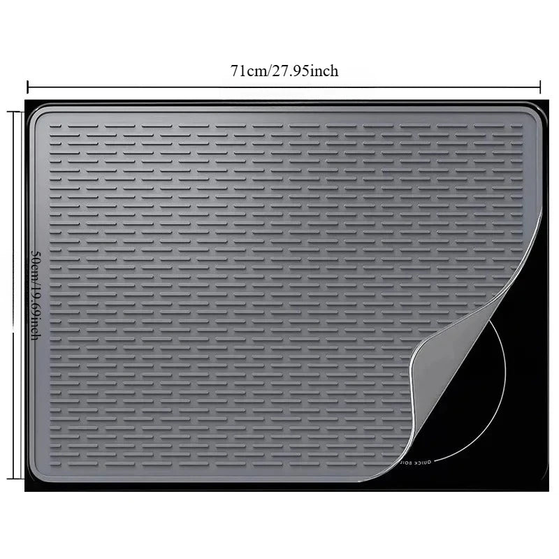 tapis protection silicone antidérapant chauffe plaque induction noir rayures horizontales moderne adhésif respectueux environnement