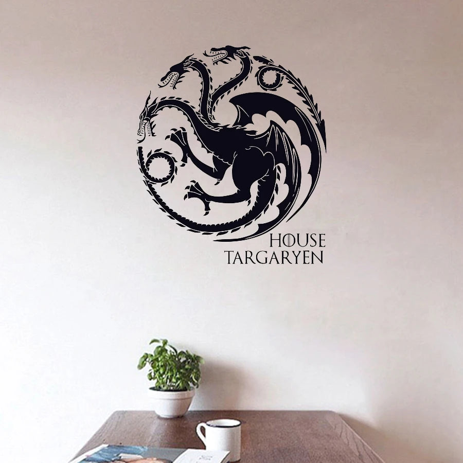 autocollant mural dragon noir opacité graphique minimaliste adhésif 56x56cm 30x30cm